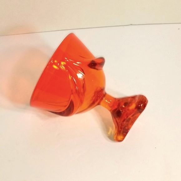 Viking Epic Drape Glitzy Orange/ Yellow Round Footed Compote VINTAGE - Picture 5 of 8